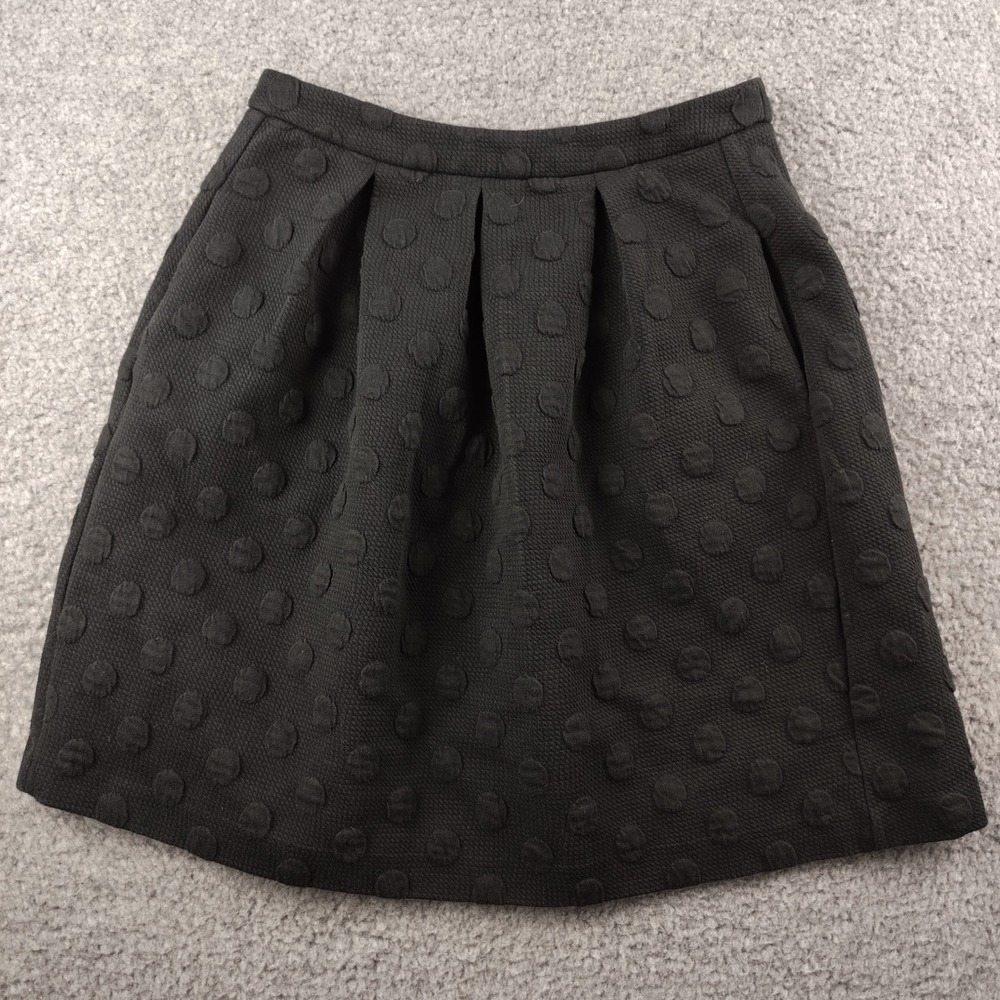 Boden Black Textured Polka Dot Pleated Mini Skirt Pockets Size US 4R